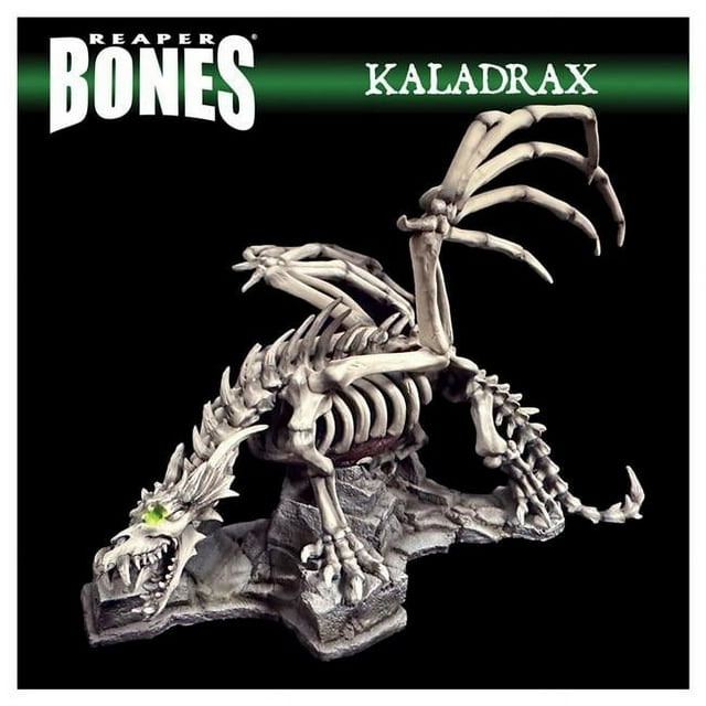 Reaper Miniatures REM77996 Bones Black Kaladrax, Skeletal Dragon Bones Classic Deluxe Boxed Set