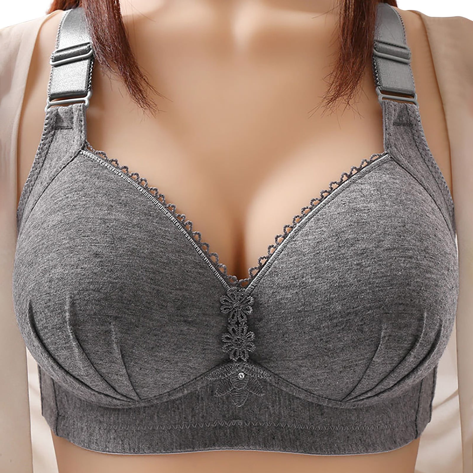 adviicd Tshirt Bras for Women Womens Seamed Soft Cup Wirefree Cotton Bra D  36