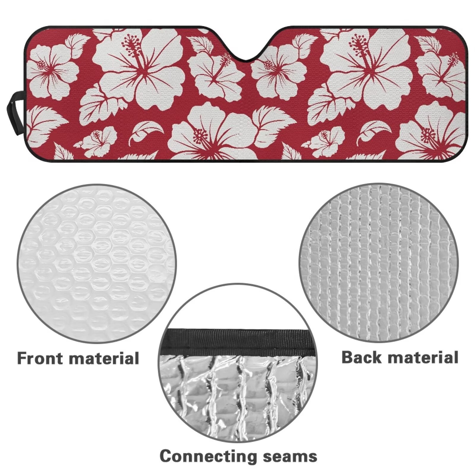 Uorisanigo Windshield Sun Shade Fit for Jeep Wrangler JL 2/4 Door 4XE 2024-2025 & Gladiator JT 2020-2025 Foldable Red Hibiscus Flowers Sun Visor Blocks UV Rays Keep Car Cool