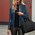 thumbnail image 2 of adviicd Women's Trendy Faux Leather Long Sleeve Jackets Motorcycle Outwear Casual Fit Zip Up Coats for Fall Winter (Dark Blue, 4XL), 2 of 6
