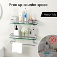 thumbnail image 3 of Estante de vidrio templado para baño KES de 2 niveles montado en la pared, 3 of 9