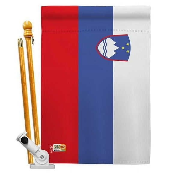 Americana Home & Garden AA-CY-HS-140214-IP-BO-D-US18-AG 28 x 40 in. Slovenia Flags of the World Nationality Impressions Decorative Vertical Double Sided House Flag Set & Pole Bracket Hardware Flag Set