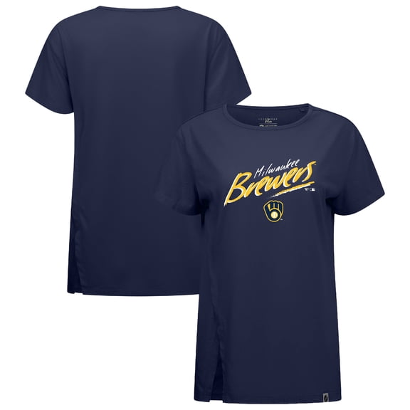 Women's Levelwear Navy Milwaukee Brewers Influx Sizzle T-Shirt