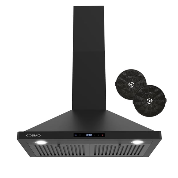 Cosmo 30 in. Vista Collection Ductless Wall Mount Range Hood, Touch Controls, LED Lights, Matte Black