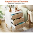 thumbnail image 4 of Finmind 3-Drawer Nightstand, Modern Mid Century Stand with Gold Metal Legs, White & Brown, 4 of 6