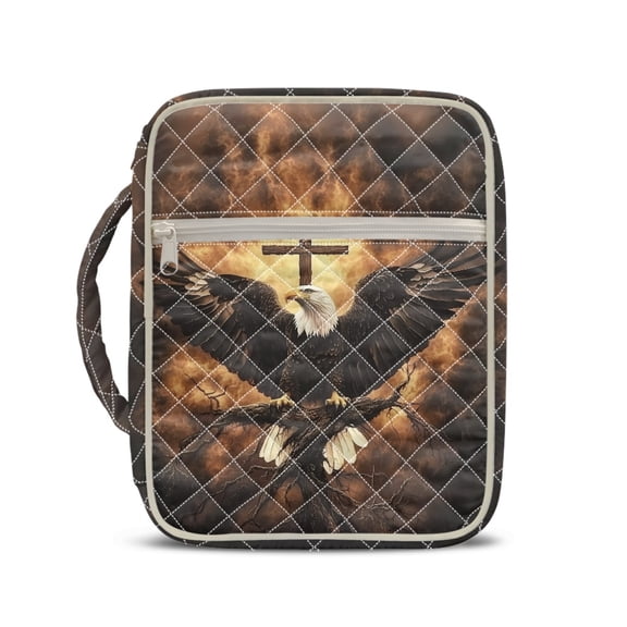 HELLHERO Eagle Pattern Design Lightweight Bible Cover Case for Daily Use Estudio, Elastic Polyester Quilted Bible Covers with Portable