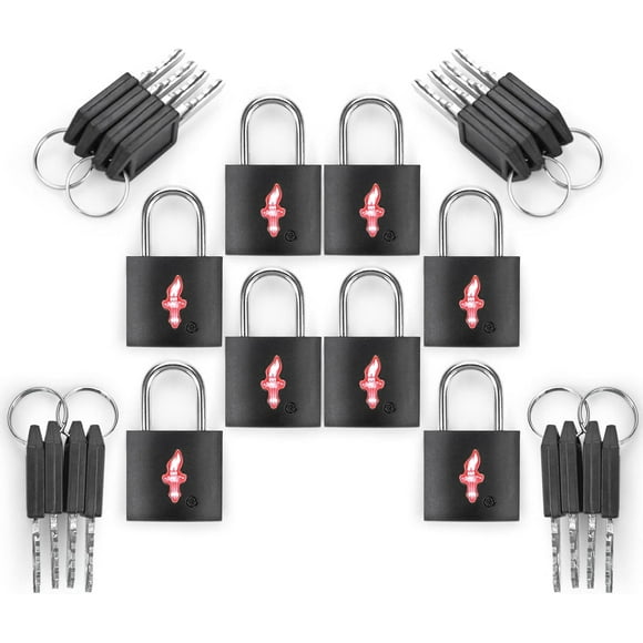 SHIQI-TSA Approved Locks for Luggage Set of 8 TSA Accepted Key Travel Suitcase Locks Padlock Apply to Locker Lock, Suitcase, Carry On, Backpack, Laptop Bag (Black 8 Pack)