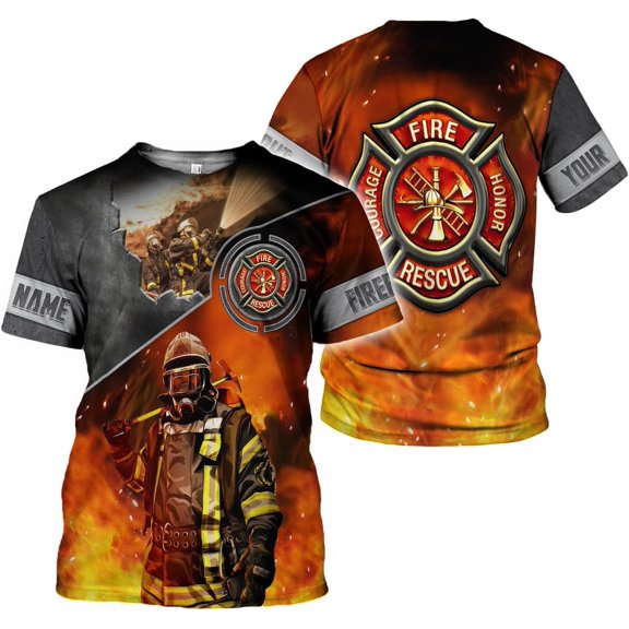 Personalized Firefighter Shirt, Fire Department Shirt, Fireman Shirt, Firefighter Shirts, Fire Rescue Tshirt (T-shirt, S)