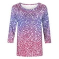 thumbnail image 5 of Gradient Women 3/4 Sleeve Shirts Summer Crewneck Tunic Top Fashion Going Out Basic Tee Shirt Blouse, 5 of 6