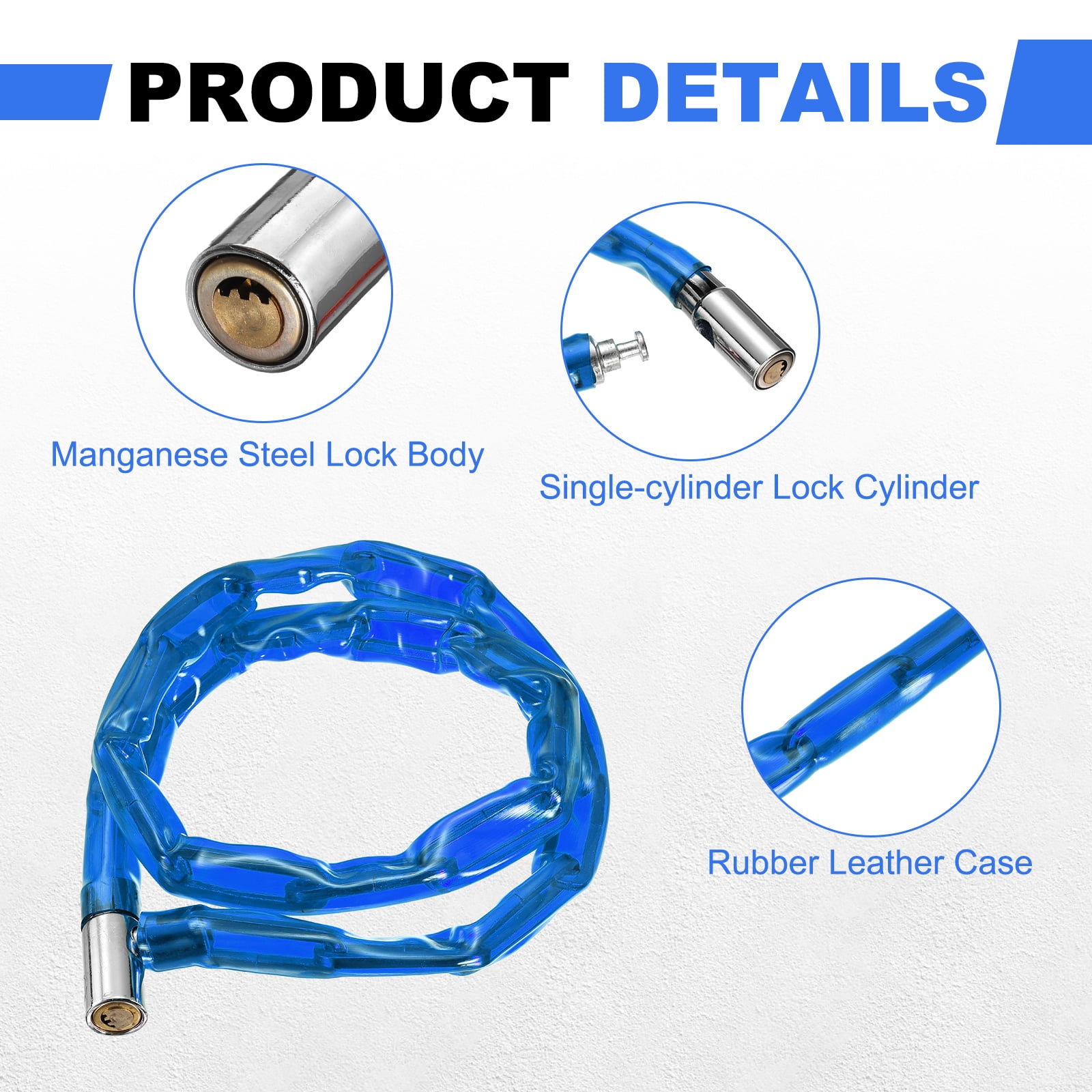 Bike Chain Lock, (40 Inch, Blue) (1 Pcs), Manganese Steel Anti-Theft Bicycle Chain Lock with Keys, Suit for - Bike/Motorcycle/Scooter/Truck