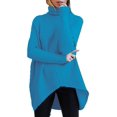 thumbnail image 1 of Suéter de punto de manga larga con cuello alto y dobladillo irregular para mujer de Europa y Estados Unidos para otoño e invierno, 1 of 6