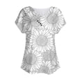 thumbnail image 4 of Fiudx Camisas de Mujer Top/Camisa de Manga Corta con Cuello En V Plisado Estampado de Verano para Mujer, 4 of 5