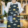 thumbnail image 6 of DarkBlue Cartoon Dinosaurs Yellow Triangles Apron-Garden Aprons for Women with Pockets-Cotton Linen Waterproof Kitchen Cooking Gardening Aprons Adjustable for Kitchen,Cooking,BBQ and Salon 33x27 Inch, 6 of 7
