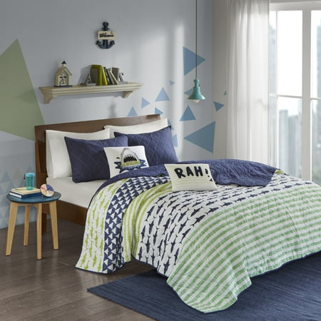 Full/Queen Luke Cotton Coverlet Set Green/Navy