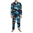 thumbnail image 3 of Hirioo Playful Whales Underwater Scene for Men's Pajama Sets 2 Piece Pjs Men's Long-Sleeved Pajama Set Button Down Sleepwear,S-XXL-Large, 3 of 7