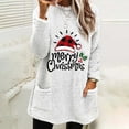 thumbnail image 1 of Qertyioot Hauts Grande Taille pour Femmes, Blouse de Noël Col Rond et Hiver Ample avec Poche Imprimée Manches Longues, 1 of 4