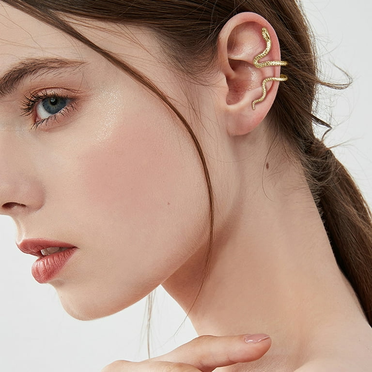 Gold Snake Ear Cuff Cartilage Non Pierced Clip On Earring for