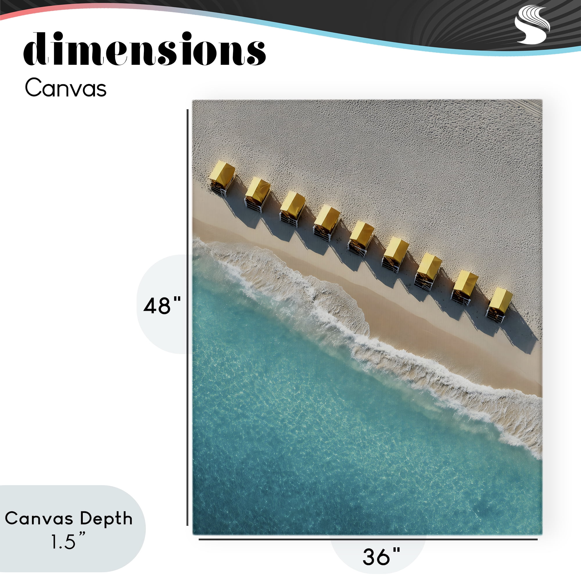 Stupell Industries Yellow Cabanas Along Shore Canvas Wall Art, design by Franklyn Gregory