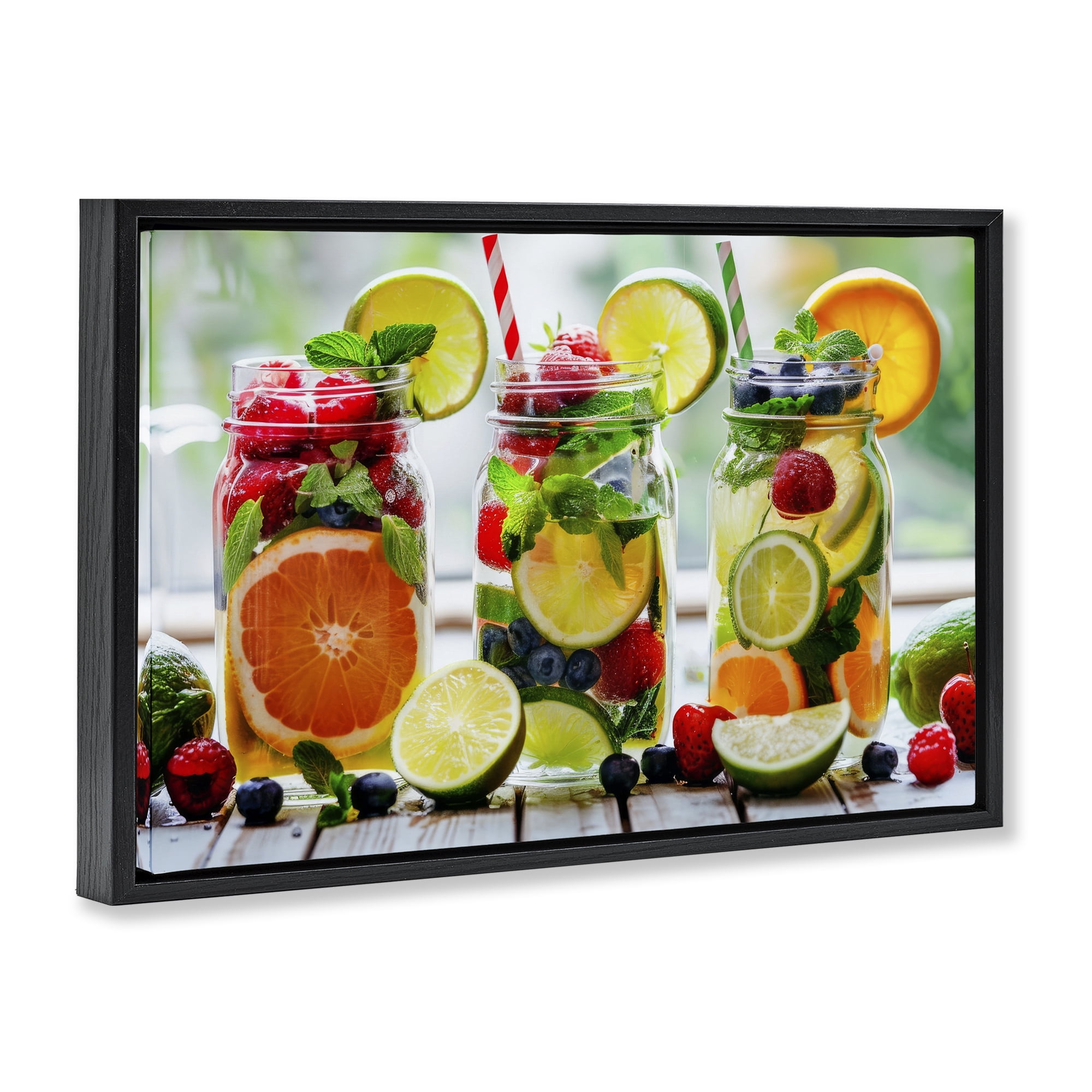 Stupell Industries Vibrant Citrus & Berry Infusion Black Framed Floater Canvas Wall Art, design by Lazar Studio