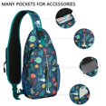 thumbnail image 2 of Crossbody Sling Backpack for Women Men Fish Turtle Jellyfish Crab Dark Blue Shoulder Sling Crossbody Casual Chest Bag for Travel Sports Running Hiking, 2 of 4