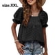 thumbnail image 2 of Camisas de manga corta, camisetas casuales de verano, camisetas de verano para damas, cuello cuadrado, gasa, jacquard, blusa (negra), 2 of 6