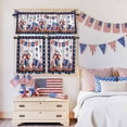thumbnail image 5 of Independence Day Kitchen Curtains Valances 3 Piece Set, Retro Red Blue USA Flag Floral Star Wood Grain Rod Pocket Tier Curtain and Valance Drapes for Small Window 24 Inch Length for Bedroom Cafe, 5 of 9