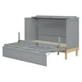 thumbnail image 6 of Queen Murphy Bed with Storage Drawer & USB Charging, Gray Space-Saving Wall Bed Cabinet, Solid Wood Fold-Down Bed for Small Spaces, 6 of 18