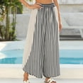 thumbnail image 4 of Sewkxo Womens Summer Palazzo Pants Casual Loose Striped Wide Leg Pants Elastic Waist Lounge Trousers,Black 2XL, 4 of 6