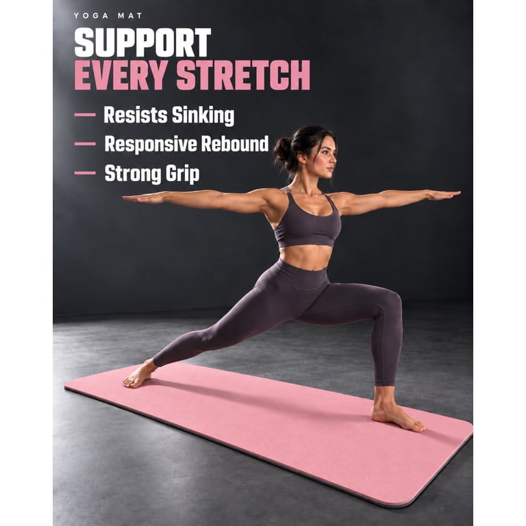 Yoga Mat with Strap, Non-Slip, Tear-Resistant, Pink photo 2