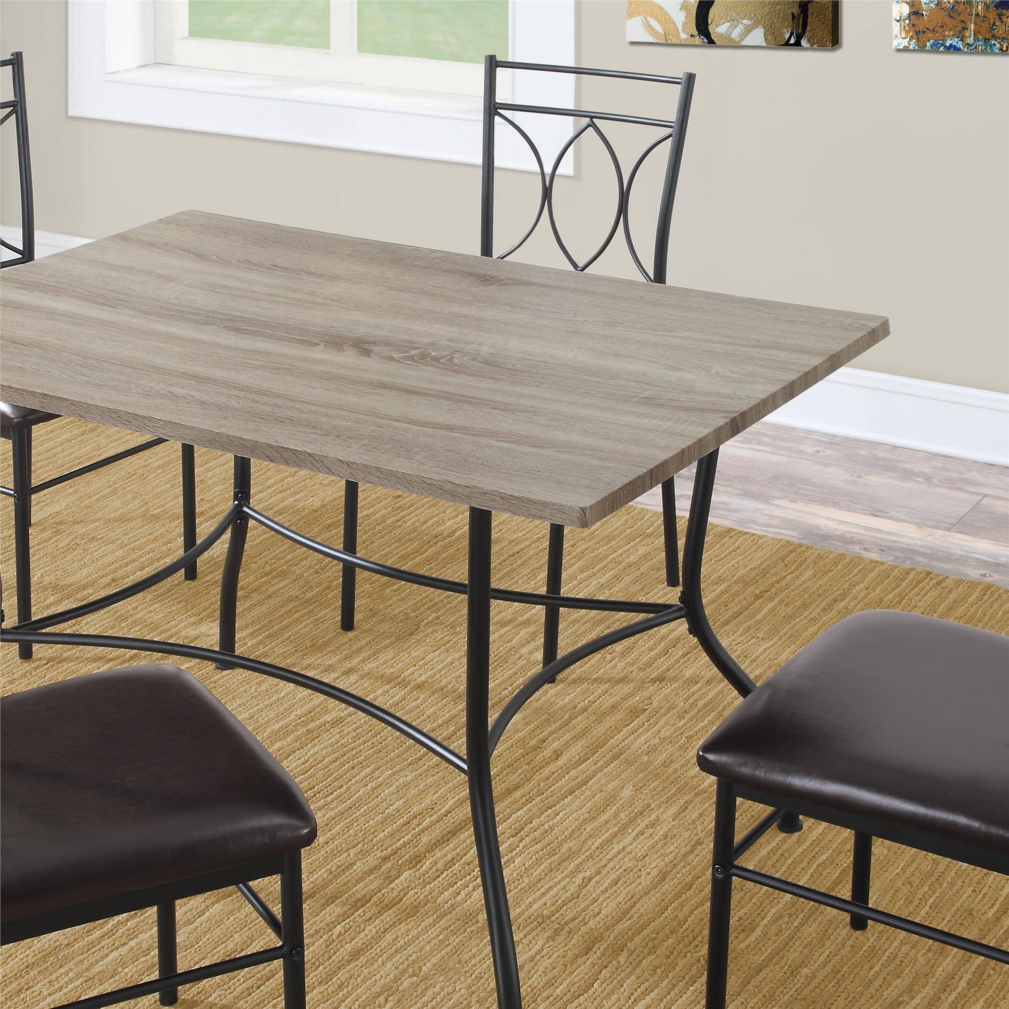 Dorel Living Shelby 5 Piece Rustic Wood And Metal Dining Set