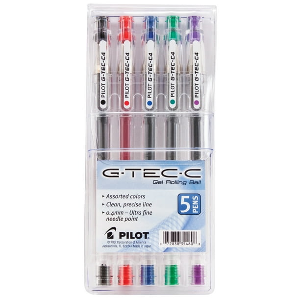 Pilot GTecC Gel Ink Stick Pens, Ultra Fine Point, Assorted, 5 Pack