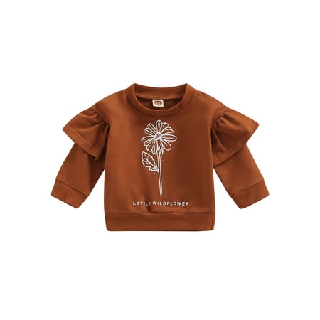 

jaweiw Baby Spring Fall Sweatshirt for Girls Boys Ruffle Long Sleeve Daisy Letters Crew Neck Pullovers Toddlers Warm Winter/Fall Hoodies Size 0 6 12 18 24 M 3 Years
