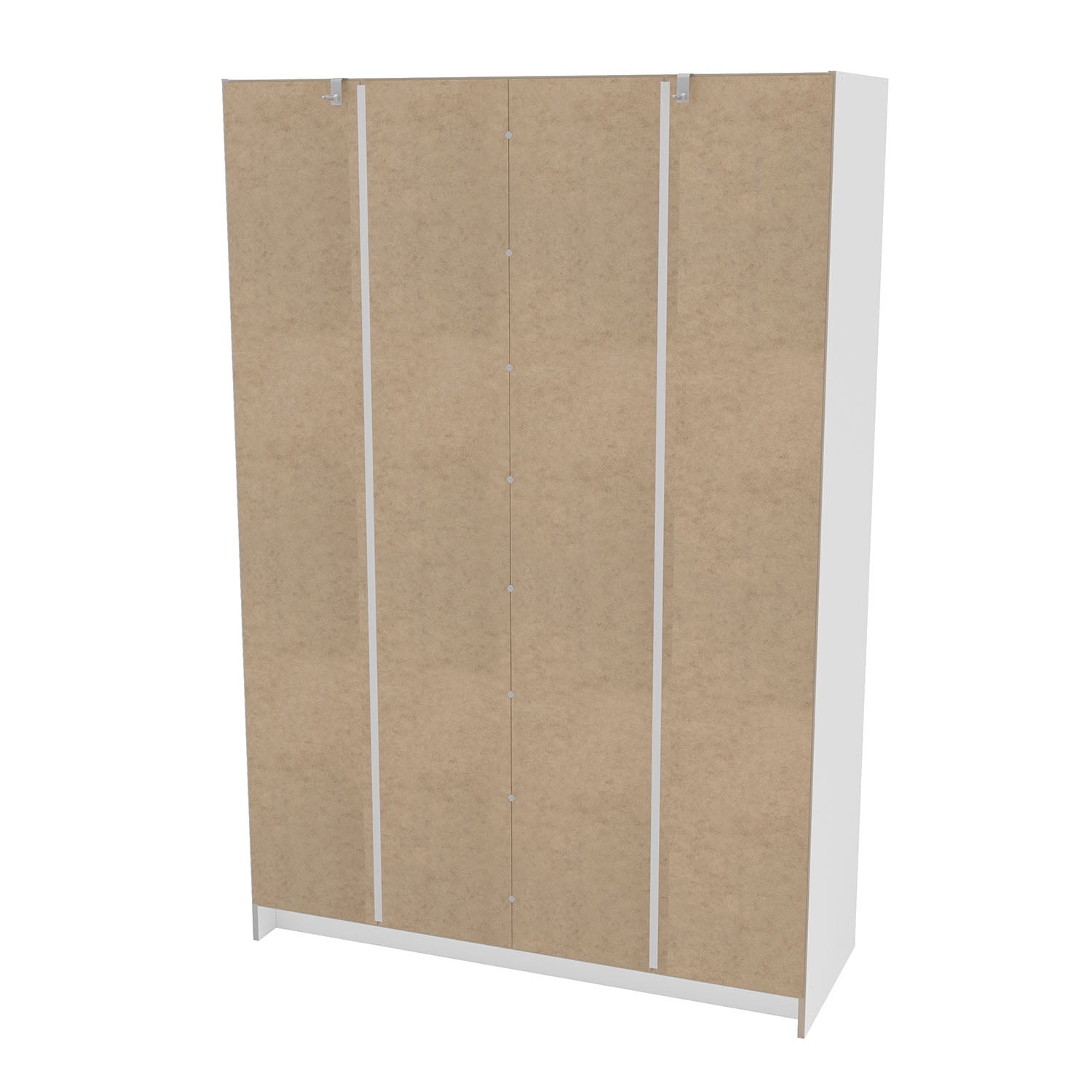 Polifurniture Denmark 71 in. 4 Door Modern Adult Armoire with 2 Drawers, Shelves and Hanging Rod, White Wood