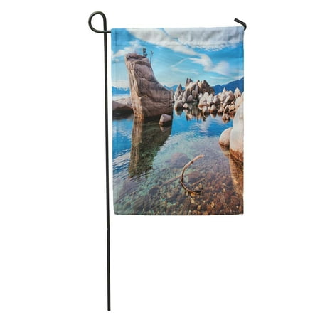 Blue Harbor House - KDAGR Blue Beach Bonsai Rock in Lake Tahoe Vacation Sand Harbor Garden Flag Decorative Flag House Banner 12x18 inch