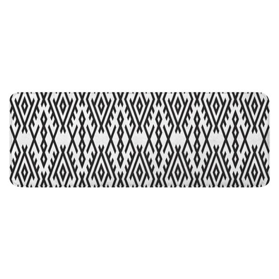 Black Geometric Striped Pattern Kitchen Rug Mat,Kitchen Runner Rugs Non Skid Washable,Decorative Kitchen Floor Mats for Kitchen,Sink,Laundry,17"x47.2"