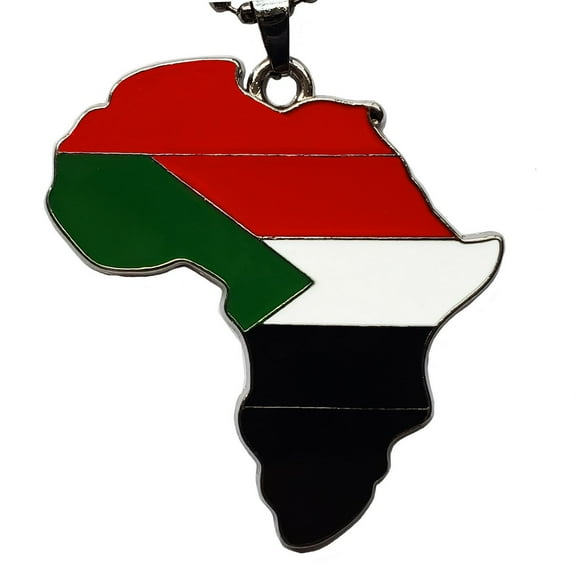 Sudan Flag Pendant Necklace Africa Map Chain by Dupsie's
