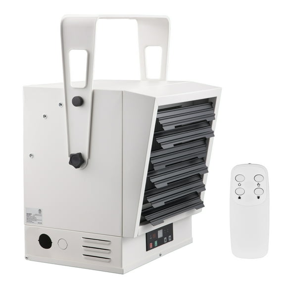 KFFKFF Powered Workshop Heater, 10000-Watt Digital Fan-Driven Wall/Ceiling Installation Unit, Includes Remote Control and Overheat Safeguard, Hardwired Heater with 9-Hour Timer, ETL Certified