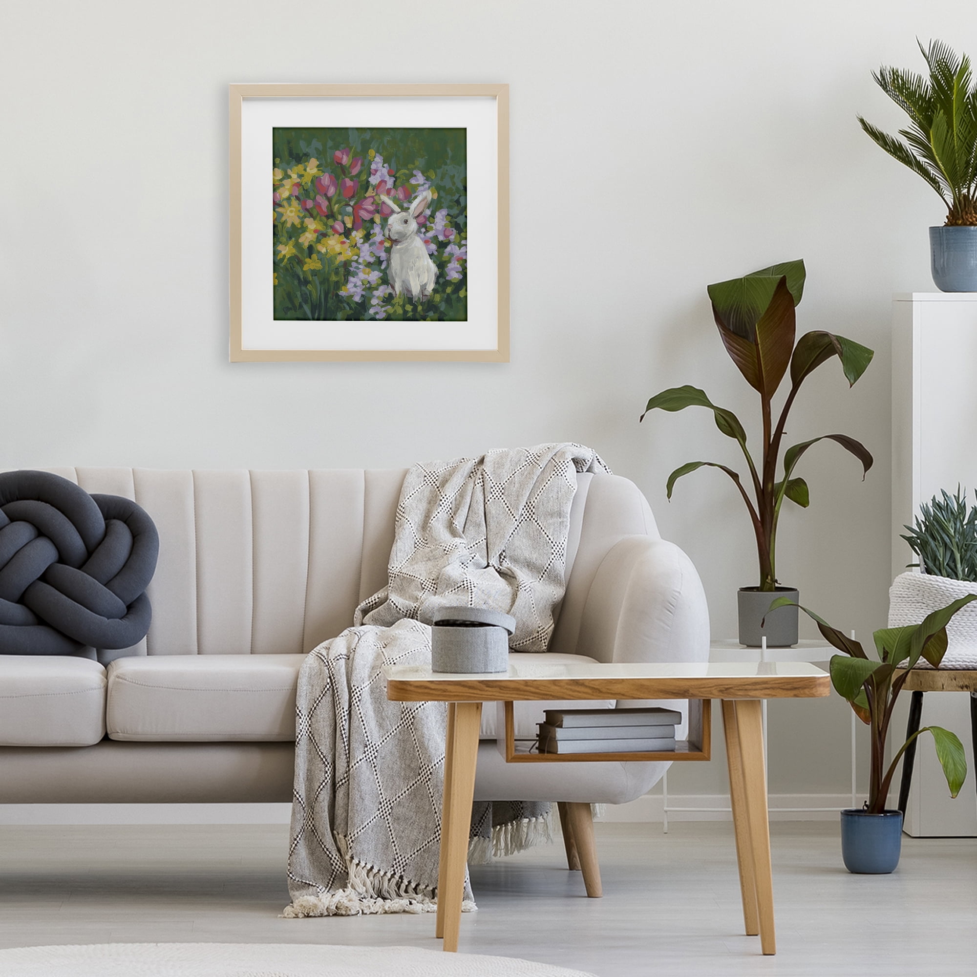 Stupell Industries Botanical Bliss Bunny Birch Framed Print Under Glass, design by June Erica Vess
