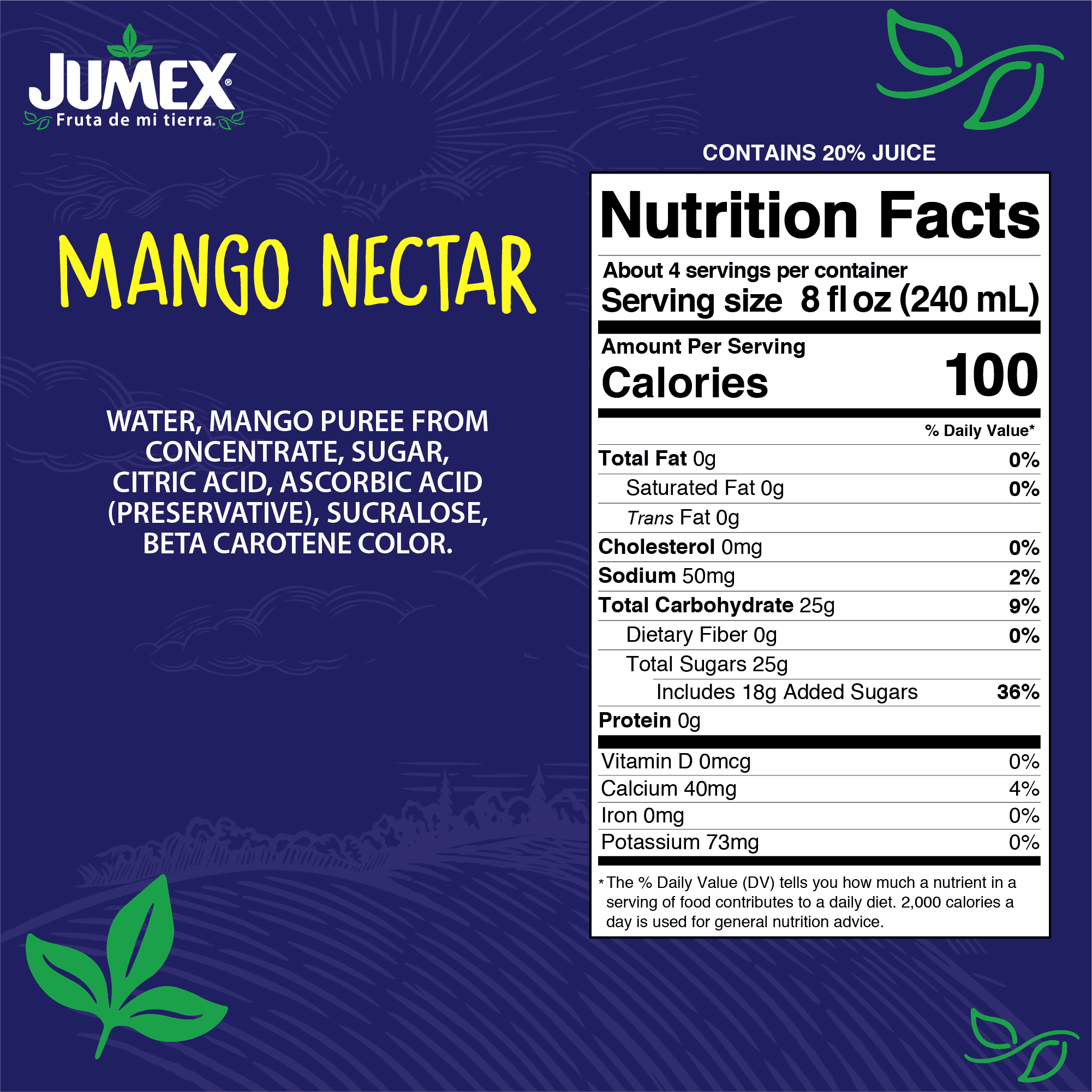 (12 pack) Jumex Mango Nectar Juice, 33.8 fl oz