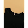 thumbnail image 5 of 3Pcs Girls Summer Outfits, Kids Round Neck Sleeveless Tank Tops + Casual Pants with Pockets + Waist Belt, 1-6 Years, 5 of 7