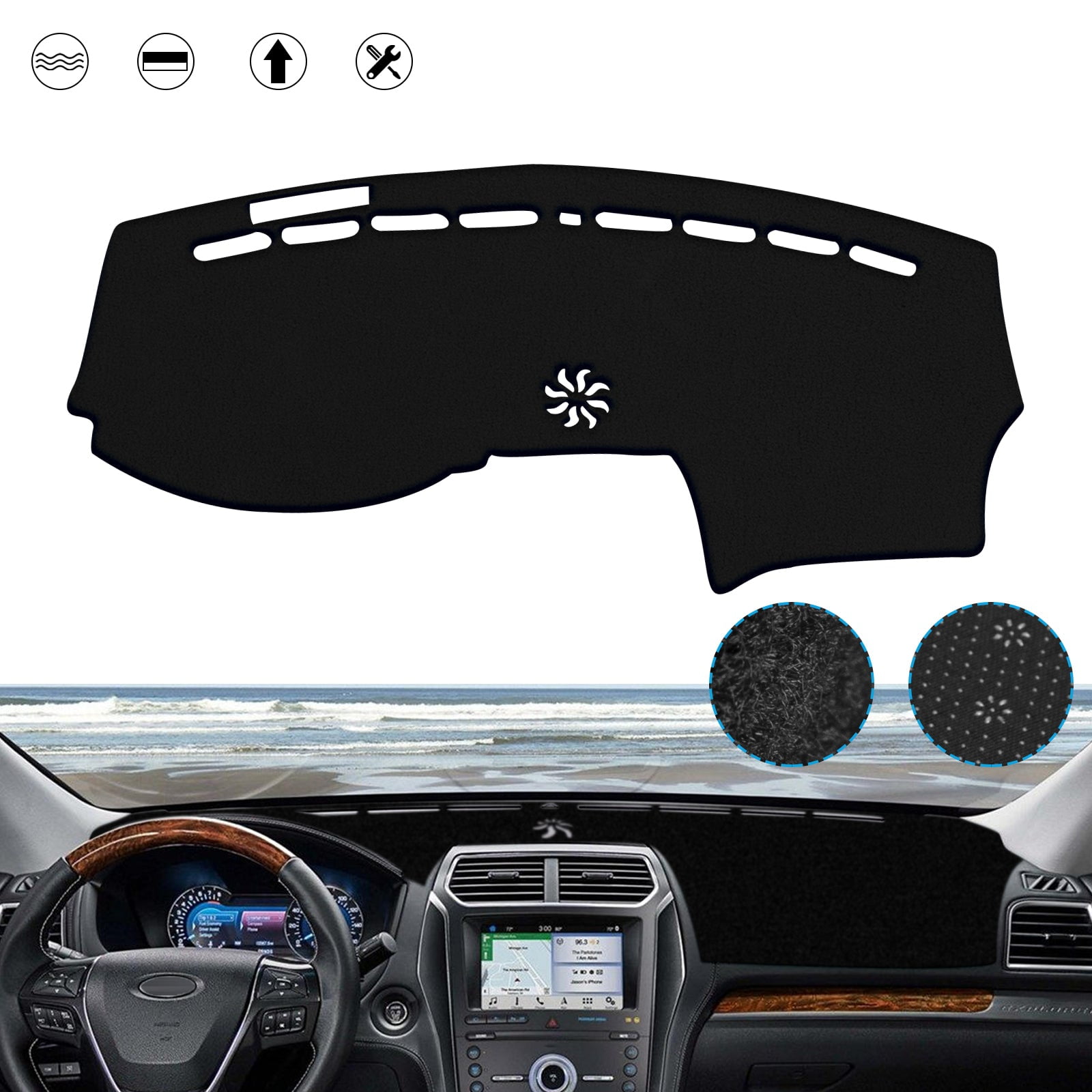 PGONE Dashboard Cover For 2020 Toyota 4Runner - Black Felt Center Console Protector, Anti-Slip & UV Shield