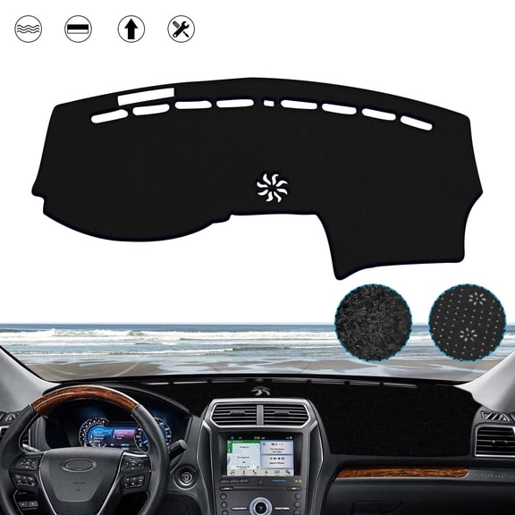 Xotic Tech Center Console Dashboard Mat Pre-cut Antiskid Sunshield Sun Glare Protector Dash Carpet Pad Black Cover Compatible with Ford Explorer 2011-2019