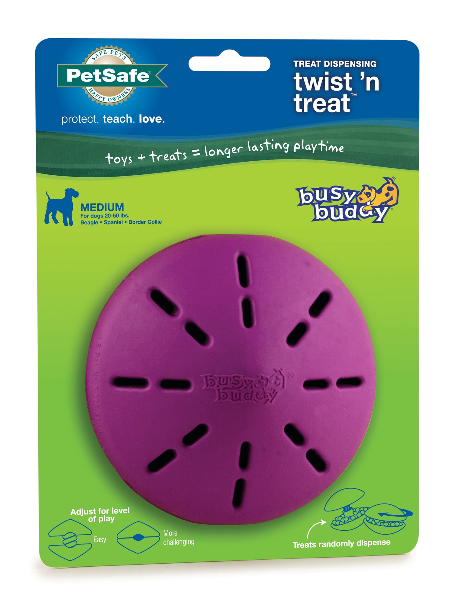 PetSafe Busy Buddy Twist 'n Treat Dispensing Dog Toy - Medium,Purple,Large  Breeds