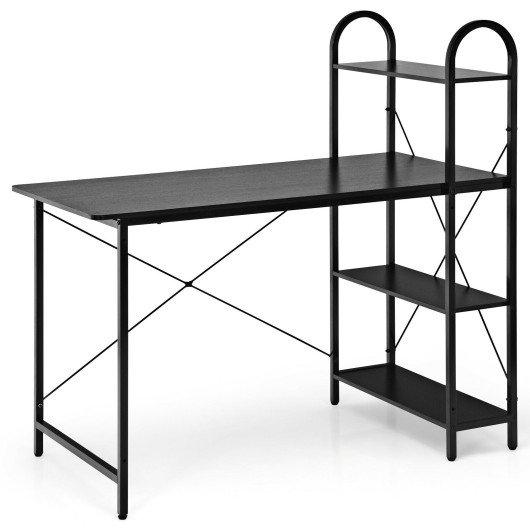 48Inch Reversible Computer Desk with Storage ShelfBlack