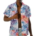 thumbnail image 2 of Uorisanigo Hawaii Palm Leaf Couple Matching Outfit Men's Button Up Shirt Hawaiian Tops Plus Size and Womens Sleeveless Dress with Pocket Casual Summer Beach Sundress, 2 of 7