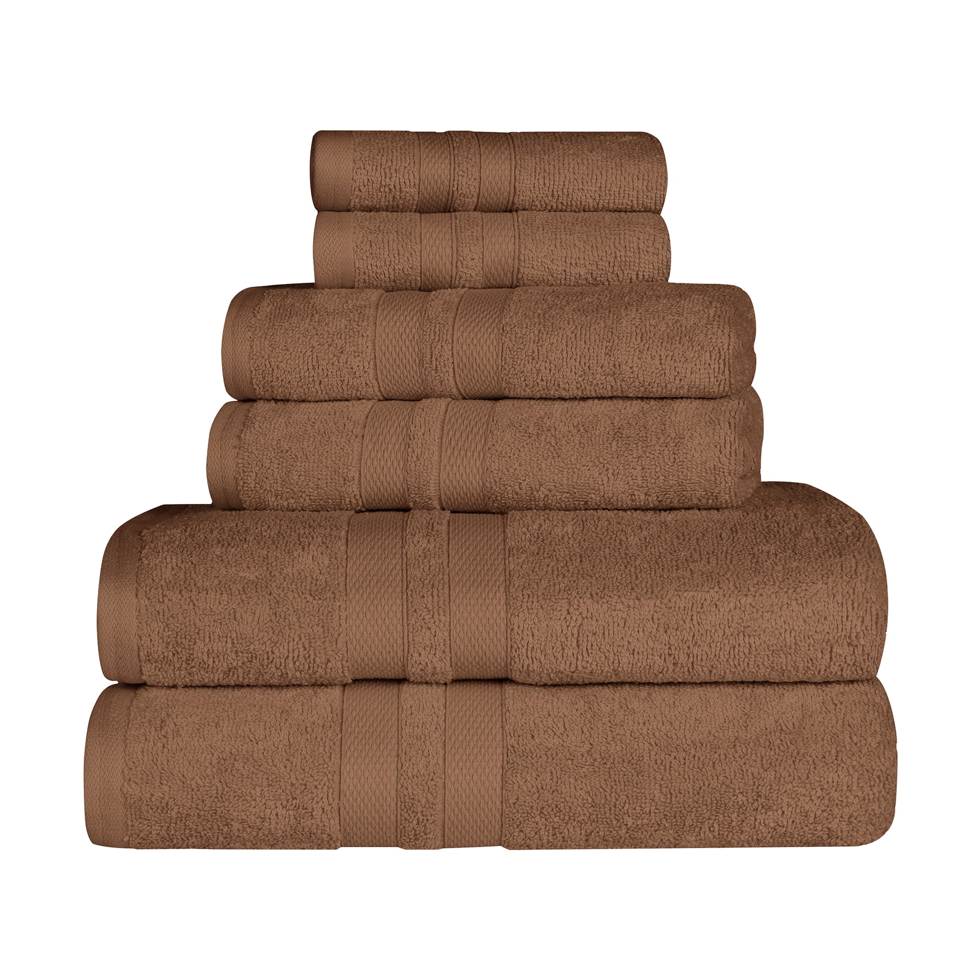 Superior Ultra Soft Cotton Solid 6-Piece Towel Sets, Chocolate