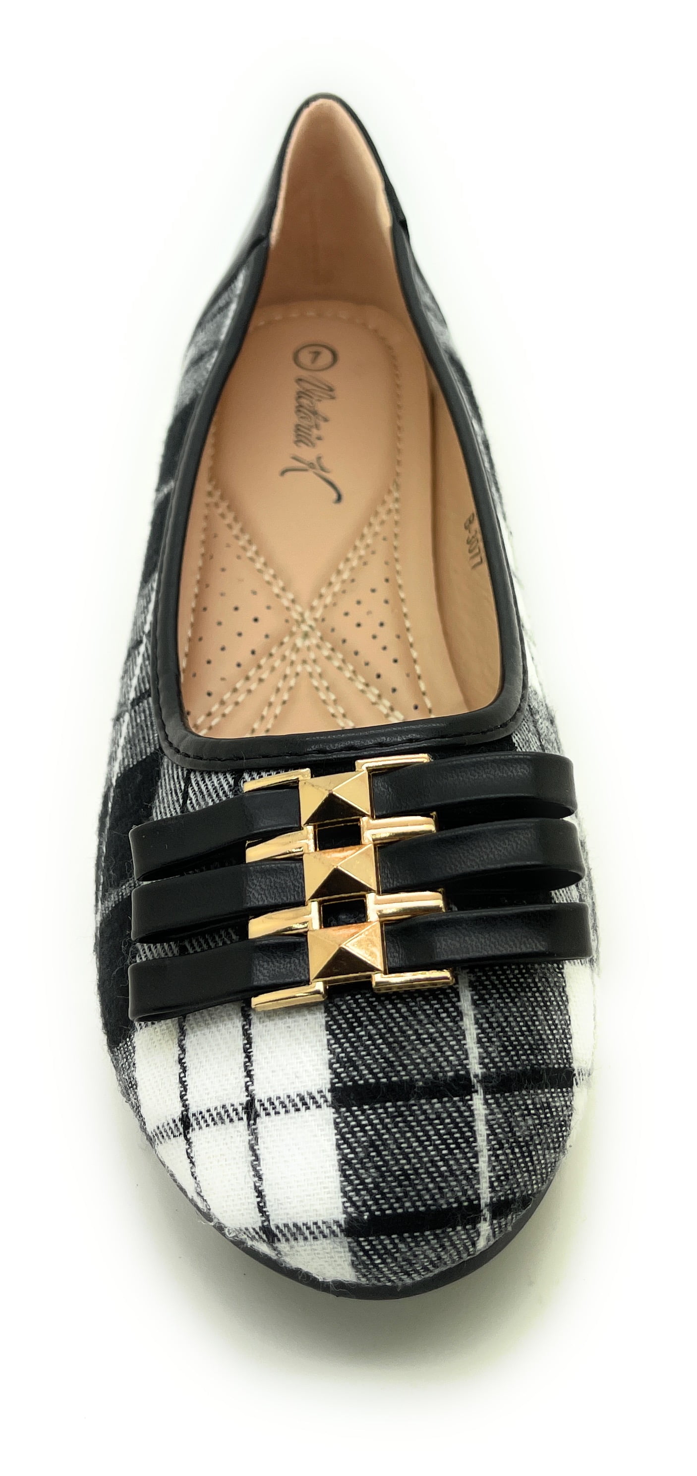 Three Solid Bow Plaid Ballerina Flats