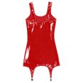 thumbnail image 5 of Levmjia Women Leather Mini Lingerie Dress Solid Color Lightweight Summer Nightwear Sleeveless Square Neck Side Cutout Bodycon Outfit For Home Date Night Adult Tight Chemise, 5 of 7