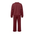thumbnail image 7 of Lmueinov Women's 2 Piece V-Neck Pullover Sweatshirts Drawstring Wide Leg Pants Lounge Set Soft Fleece Long Sleeve Tops Workout Office Sweatsuit, 7 of 7