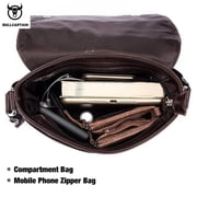 BULLCAPTAIN Men's Bag Leather Messenger Shoulder Bag Leather Messenger Handbag Men's Fashion Business Bag